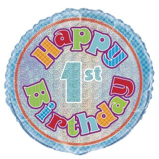 Unique - Holographic Happy 1st Birthday - 18" - 55485