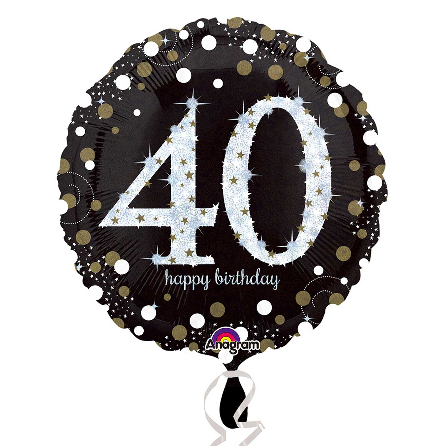 Anagram Gold Sparkling Celebration 40th Birthday Standard Foil Balloons S40*