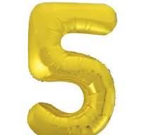 Unique 34" Classic Gold Number 5 Shape Foil Balloon - 55765 *
