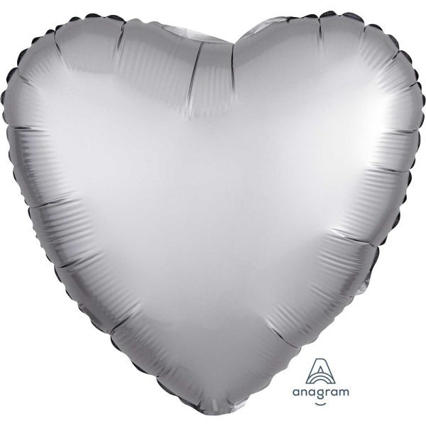 nagram Platinum Heart Satin Luxe Standard HX Unpackaged Foil Balloons S15 - 3680602*