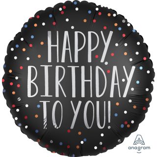 Anagram - 18" S40 - Happy Birthday To You Satin Dots Pkt - 39062-01 *