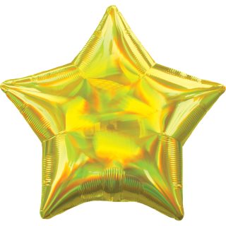 Anagram Yellow Iridescent Star Standard HX Unpackaged Foil Balloons S40*