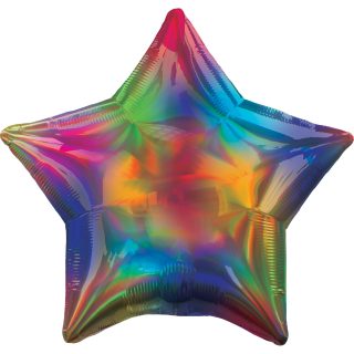 Anagram Rainbow Iridescent Star Standard HX Unpackaged Foil Balloons S40*