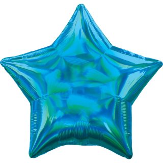 Anagram Cyan Iridescent Star Standard HX Unpackaged Foil Balloons S40*