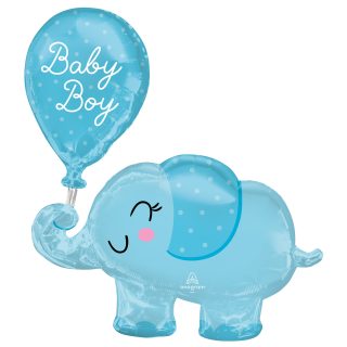 Anagram Baby Boy Elephant SuperShape Foil Balloons 29"/73cm w x 31"/78cm h P38