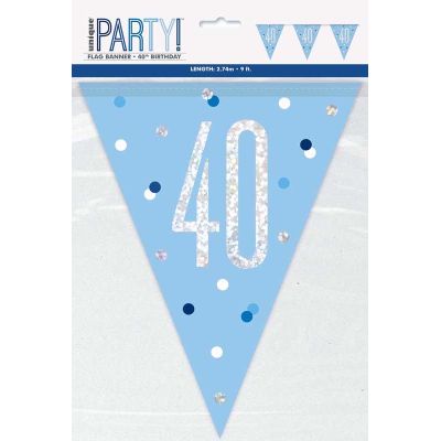 1 9ft Glitz Blue & Silver Prismatic Plastic Flag Banner 40