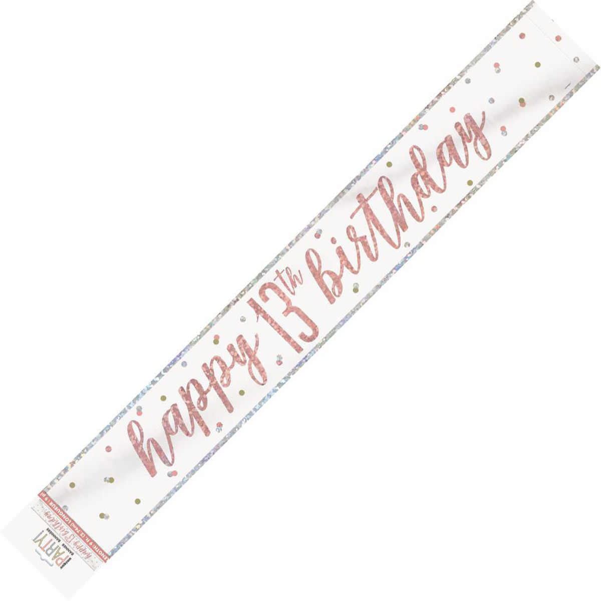 Birthday Rose Gold Glitz Number 13 Prism Banner, 9 ft*