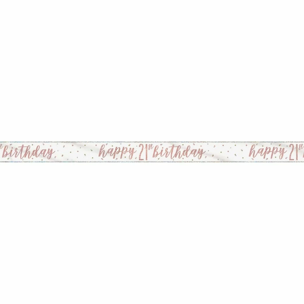 Birthday Rose Gold Glitz Number 21 Prism Banner – 9 ft*