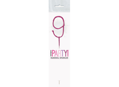 Birthday Pink Glitz Number 9 Sparkler 7"