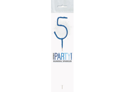 Birthday Blue Glitz Number 5 Sparkler 7"