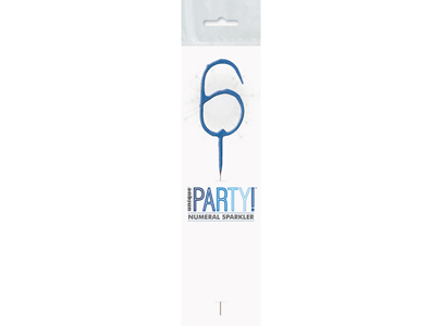 Birthday Blue Glitz Number 6 Sparkler 7"