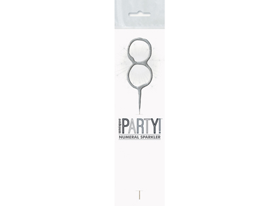 Birthday Silver Glitz Number 8 Sparkler 7"
