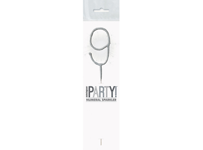 Birthday Silver Glitz Number 9 Sparkler 7" - 84109