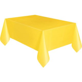 Sunflower Yellow Solid Rectangular Plastic Table Cover, 54" x 108" - Short Fold