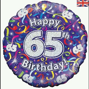 Oaktree 18" 65th Birthday Streamers Holographic*