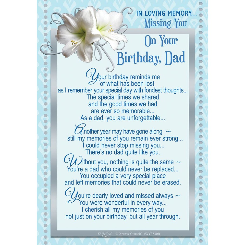 Sensations - XY35 On Your Birthday Dad - XY3530B