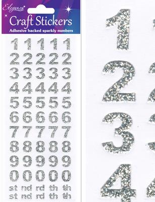 Eleganza Craft Stickers Bold Number Set Silver No.66