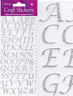 Eleganza Craft Stickers Stylised Alphabet Set Silver No.66