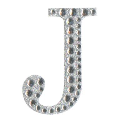 Eleganza Craft Stickers 50mm Letter J with Diamante Iridescent No.42