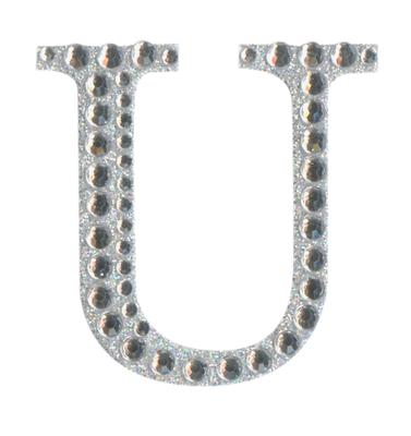 Eleganza Craft Stickers 50mm Letter U with Diamante Iridescent No.42