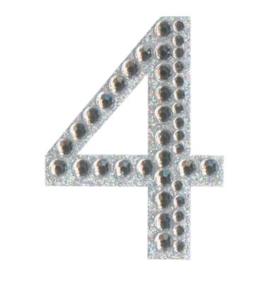 Eleganza Craft Stickers 50mm Number 4 with Diamante Iridescent No.42