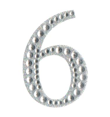 Eleganza Craft Stickers 50mm Number 6 with Diamante Iridescent No.42
