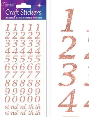 Eleganza Craft Stickers Stylised Number Set Rose Gold No.87