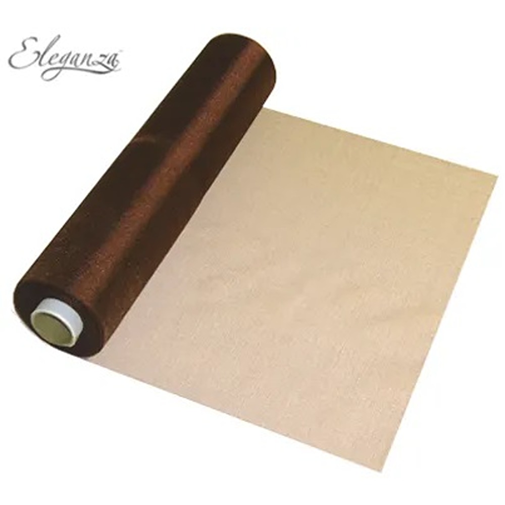 Eleganza Soft Sheer Organza - 29cm x 25m - Chocolate - 221756