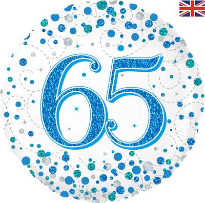 Oaktree 18" 65th Sparkling Fizz Birthday Blue Holographic*
