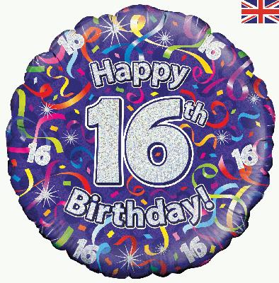 Oaktree 18" 16th Birthday Streamers Holographic*