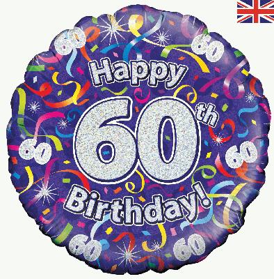 Oaktree 18" 60th Birthday Streamers Holographic*