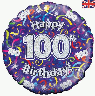 Oaktree 18" 100th Birthday Streamers Holographic *