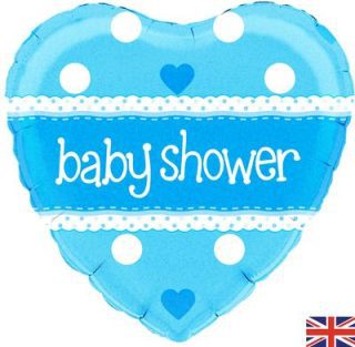 Oaktree 18" Baby Shower Heart Blue Holographic *