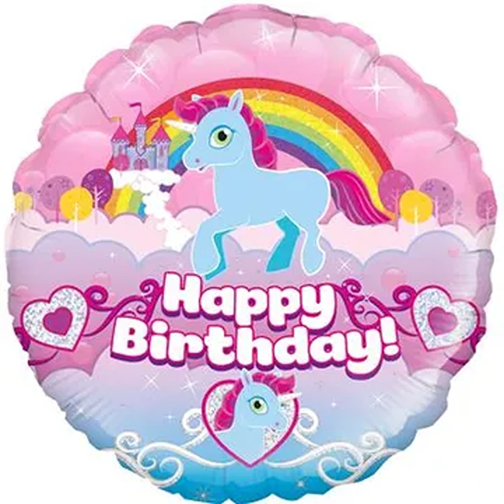 Oaktree 18" Unicorn Rainbow Birthday Holographic - 228335