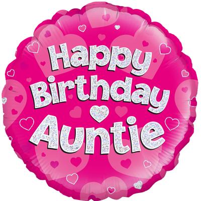 Oaktree 18" Happy Birthday Auntie Pink Holographic