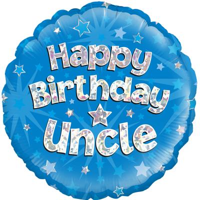 Oaktree 18" Happy Birthday Uncle Blue Holographic
