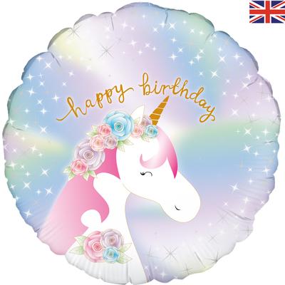 Oaktree 18" Pastel Unicorn Birthday Iridescent