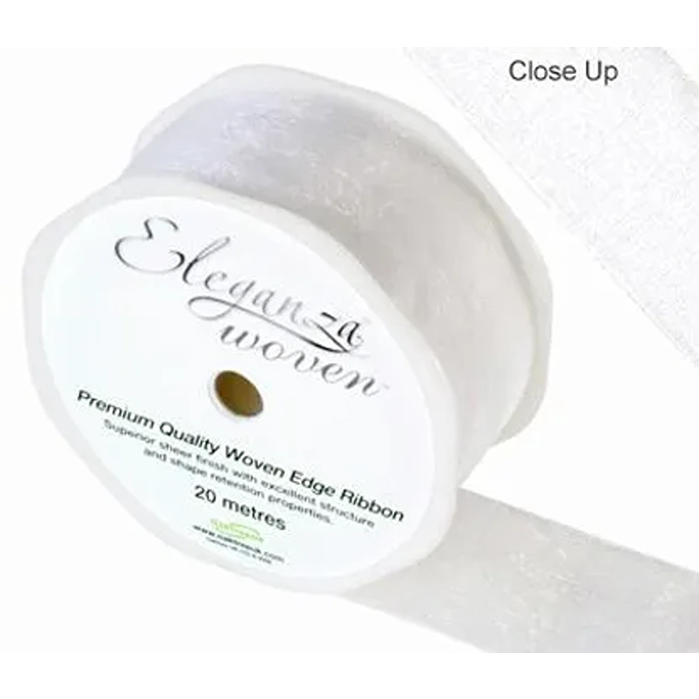 38mm Woven Ribbon White No.01 - 451153