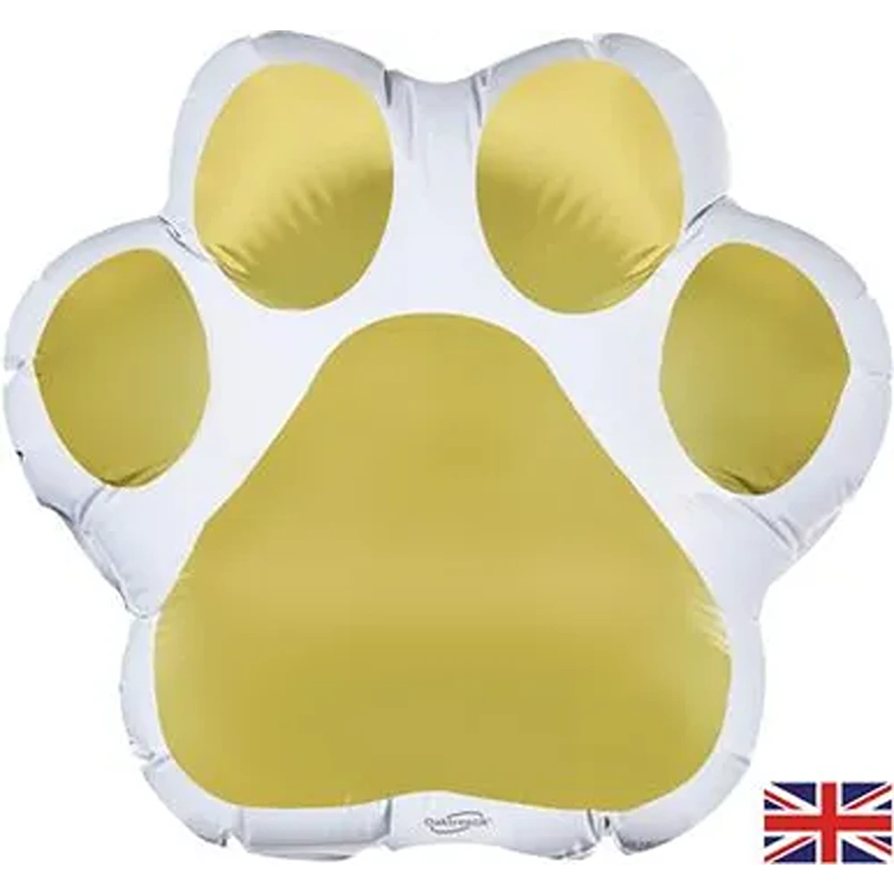 Oaktree - Shape 20" (50.8cm) White/Gold Large Paw Print Packaged - 614482