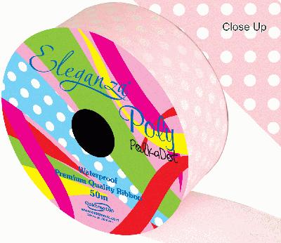 Eleganza Poly 50mm x 50m Polka Dot Lt. Pink No.21