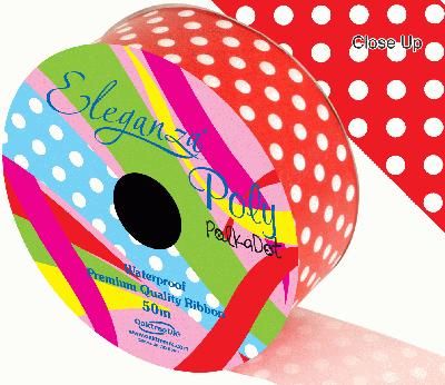 Eleganza Poly 50mm x 50m Polka Dot Red No.16