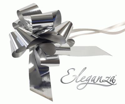 Eleganza Poly Pull Bows Metallic 50mm x 20pcs Silver