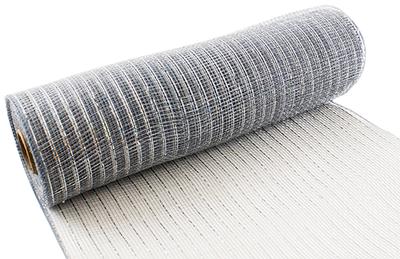 Eleganza Deco Mesh Metallic 25cm x 9.1m (10yds) Silver No.24