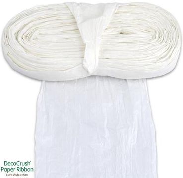 Paper Crush Design Ribbon FSC Quality Extra Wide x 20m No.01 White