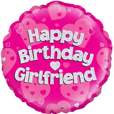 Oaktree 18" Happy Birthday Girlfriend Pink Holographic