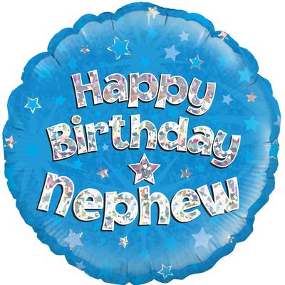 Oaktree 18" Happy Birthday Nephew Blue Holographic