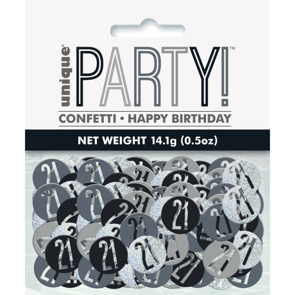 Birthday Black Glitz Number 21 Confetti, .5oz