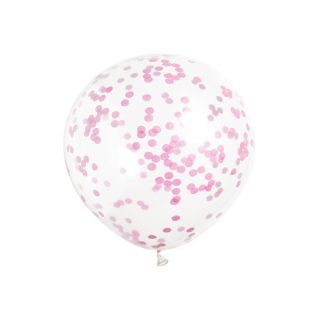 Clear Latex Balloons with Hot Pink Confetti 12", 6ct