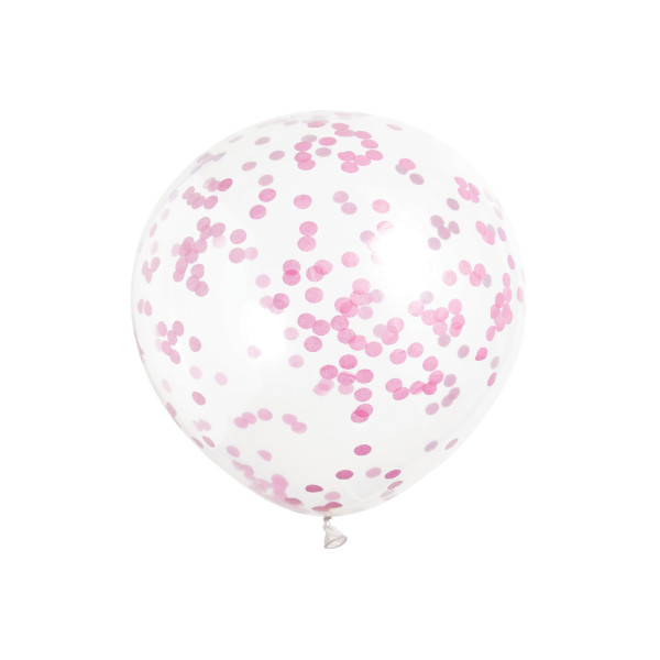 Clear Latex Balloons with Hot Pink Confetti 12", 6ct