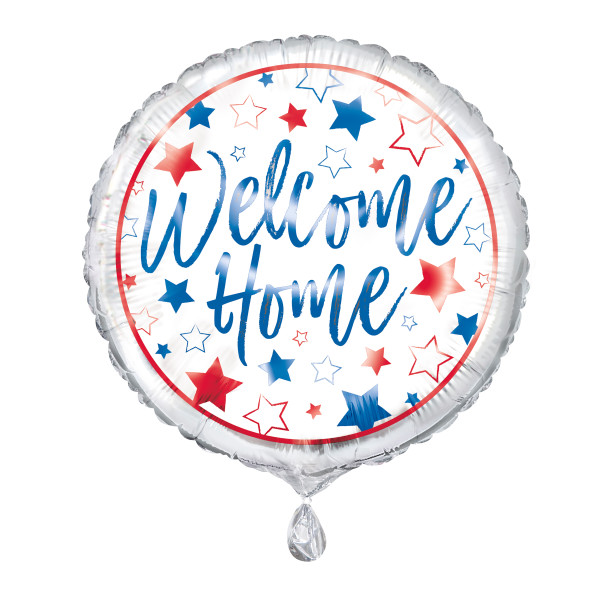 Unique - Red, White, Blue Welcome Home Round Foil Balloon 18", Package - 53881